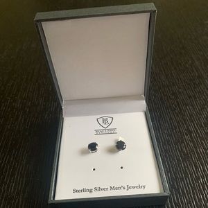 7mm Mens Black Earrings